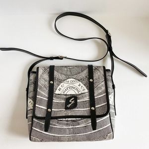 GATTINONI Women's Black/White Faux Leather Planetarium Crossbody Bag sz OS